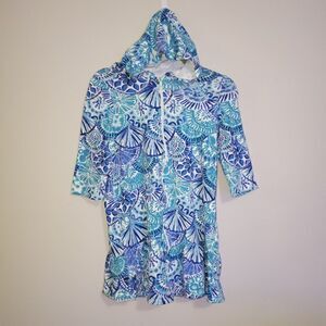 LILLY PULITZER GIRLS 12/14 SWIMSUIT COVER UP BLUE AND WHITE